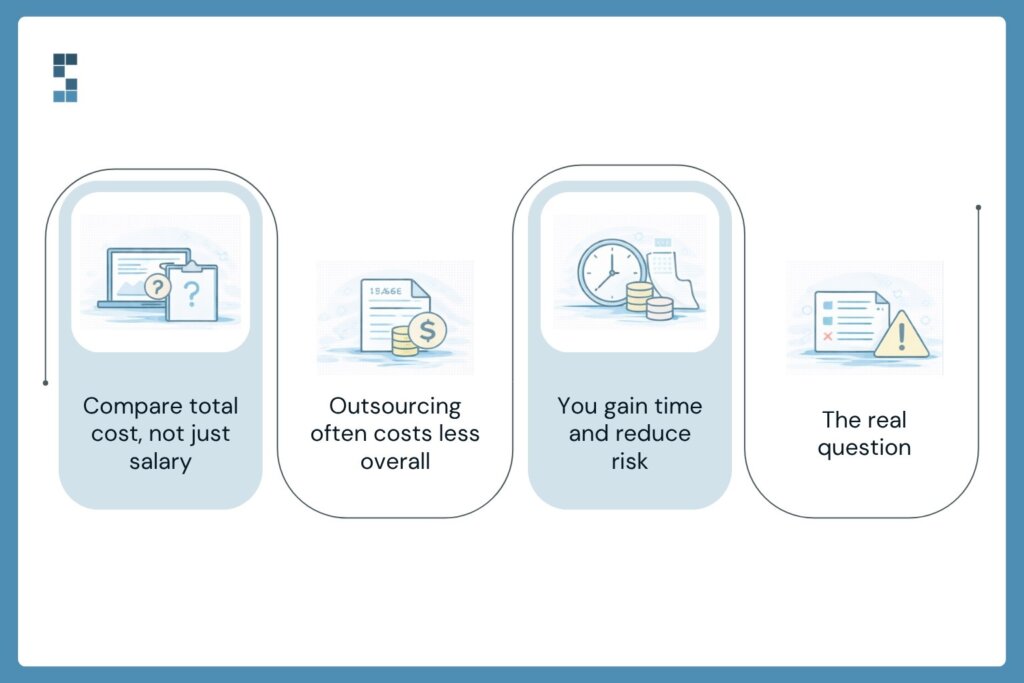 Bookkeeping optimization workflow showing monthly close checklist, automation of entries, budget tracking, and system setup