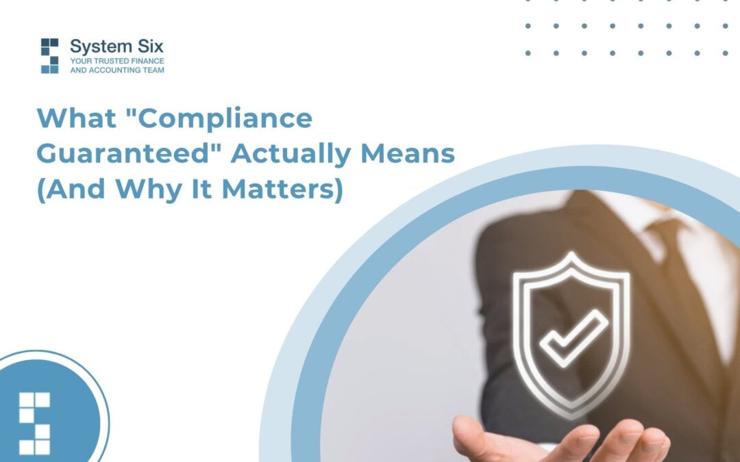 Business professional holding a digital shield icon representing compliance assurance, tax compliance support, and financial risk management for consulting firms.