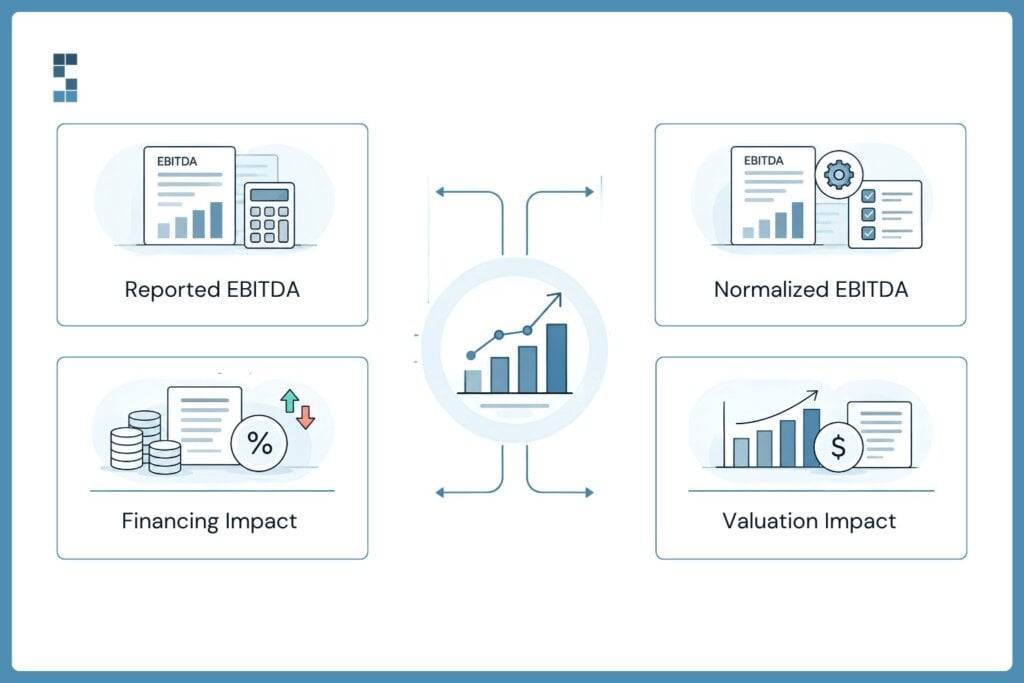 How owner draws coded as expenses affect reported EBITDA, normalized EBITDA, financing and business valuation